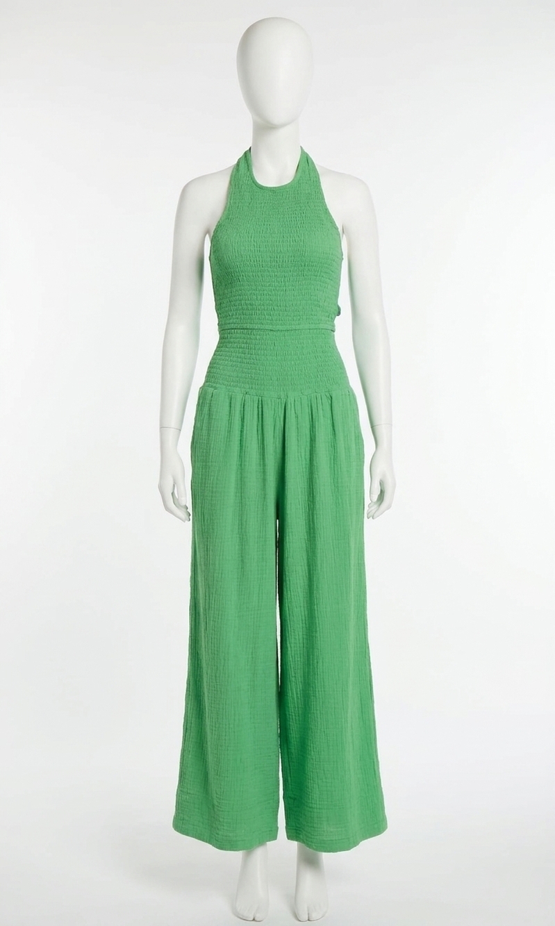 NEW ELAN cotton wide legs jumper in kelly green